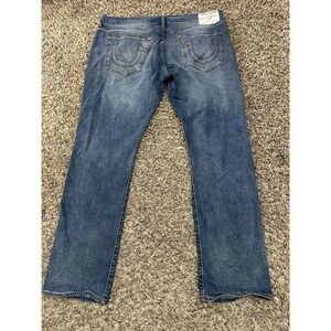 True Religion Ricky Relaxed Straight Jeans Blue Denim Cotton Mens Size 40x32
